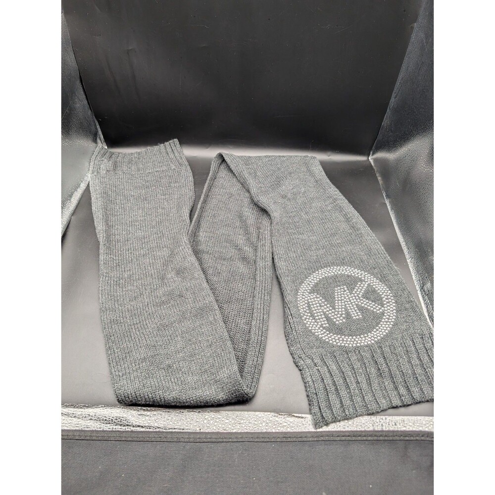 Michael Kors Scarf Silver Studded Logo Gray Knit 69" L x 8" W Neck Warmer